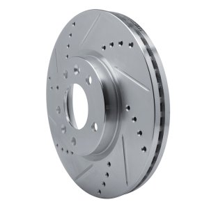Mazda CX-7 Brake Rotor (1) - Front Left - R1 Concepts - Drilled & Slotted - Silver - `07-`12